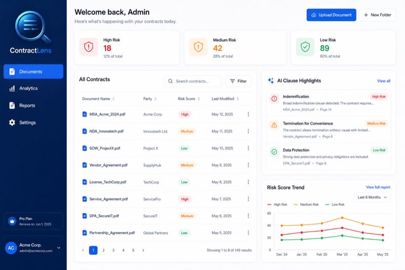 ContractLens Dashboard — Web-App