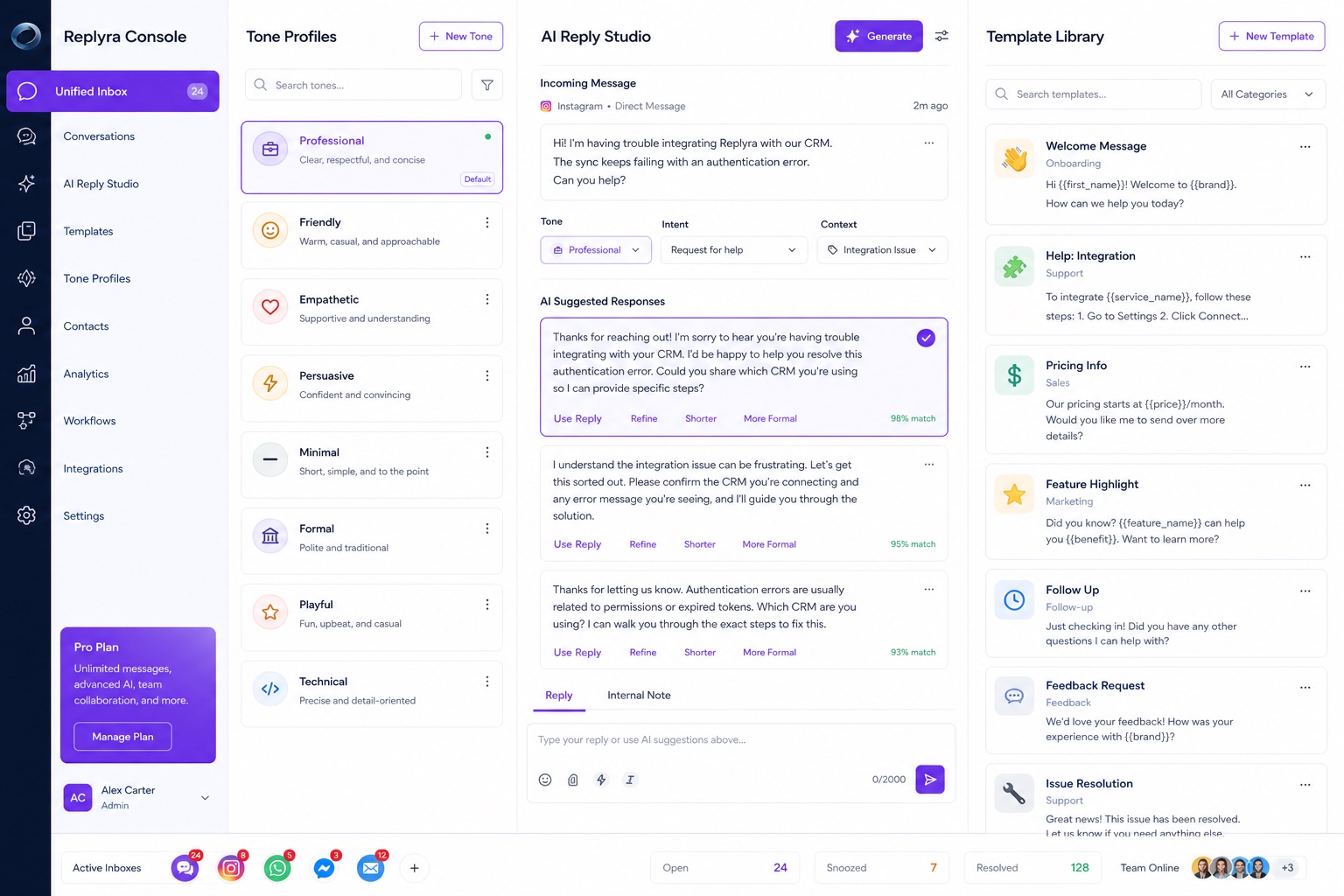 Replyra Console — Web-App
