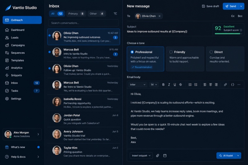Vantio Studio — Web-App